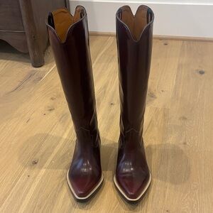 Chloe Burgundy Heeled Cowboy Boots 36